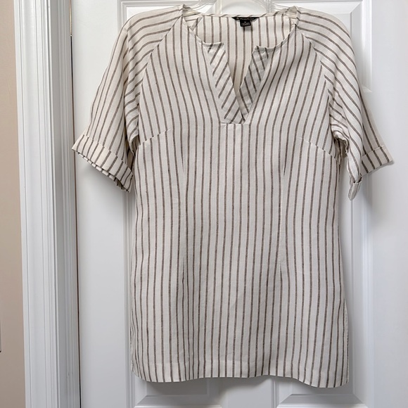 Brooks Brothers Tops - BROOKS BROTHERS Linen striped tunic sz M